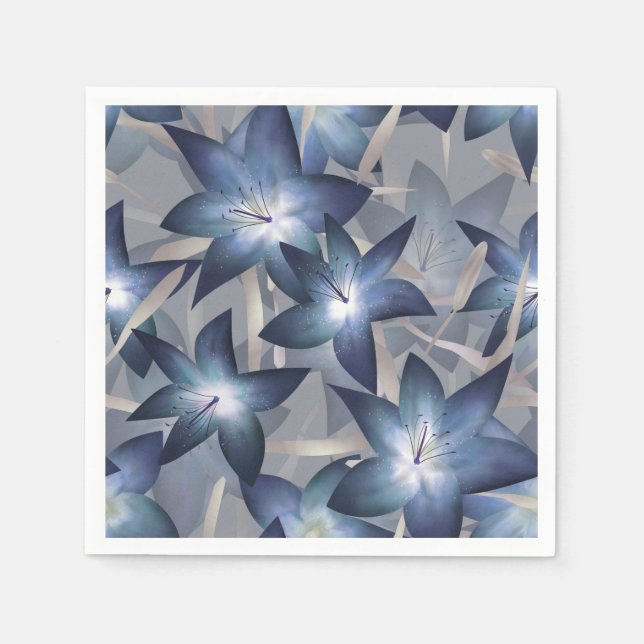 Serviette En Papier Lys bleus (Devant)