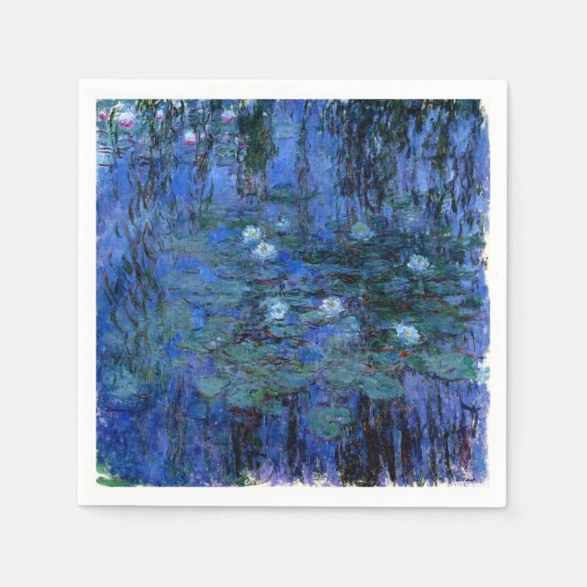 Serviette En Papier Lys d'eau bleu Claude Monet (Devant)