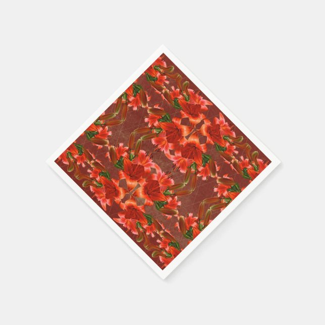 Serviette En Papier Lys Oriental Profond - Amélioré (Coin)