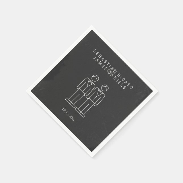 Serviette En Papier M. et M. Doodle Mariage gay Personnalisé (Coin)