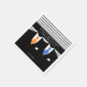 Serviette En Papier M. et M. Suit et Mariage gay Cravate Orange Blue