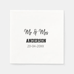 Serviette En Papier M. et Mme ajoutent le nom de famille date année ca