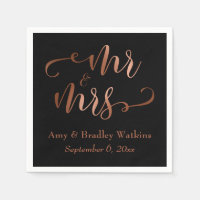 "M. et Mme" Faux Copper Script on Black, Mariage