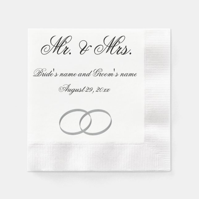 Serviette En Papier M. et Mme mariage napkin - personnalisable (Devant)