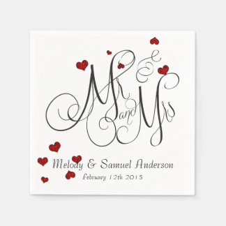 Serviette En Papier M. et Mme. | Ruby Heart Confetti Napkins