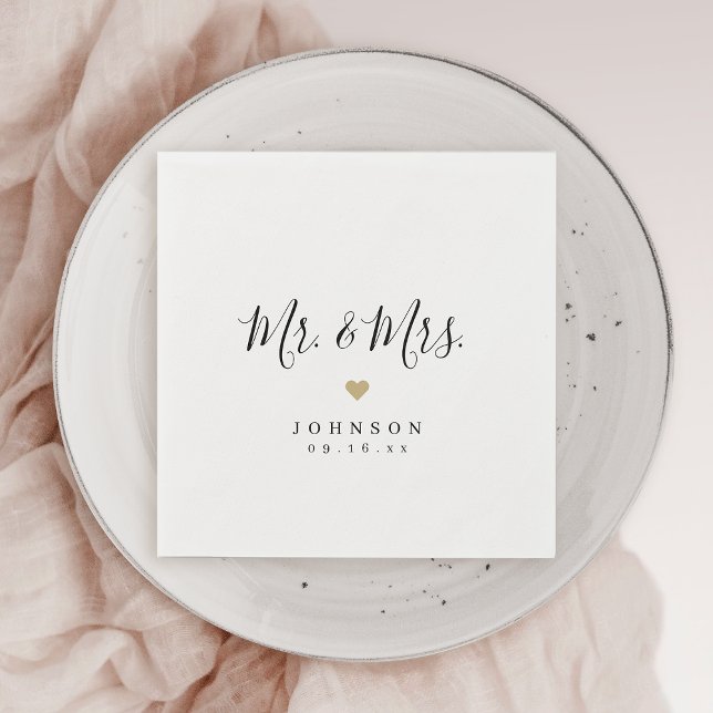 Serviette En Papier M. et Mme simple mariage de script élégant (Mr and Mrs simple elegant script wedding Napkins)