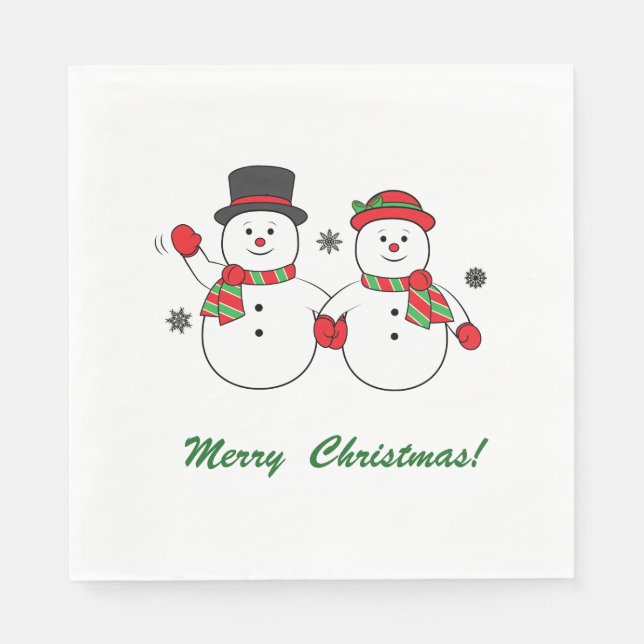 Serviette En Papier M. et Mme Snowman Joyeux Noël (Devant)
