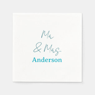 Serviette En Papier M & Mme ajout nom de famille date année cadeau de