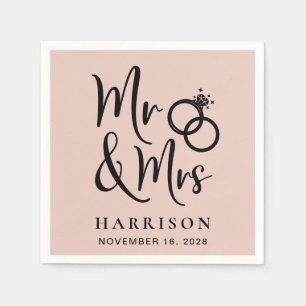 Serviette En Papier M. Mme Blush Pink Mariage