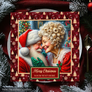 Serviette En Papier M. & Mme Claus Holiday Napkins Rouge Or Vert