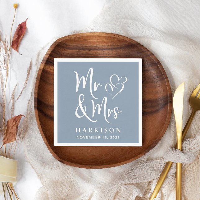 Serviette En Papier M. Mme Dusty - Réception de mariage bleu (Créateur téléchargé)