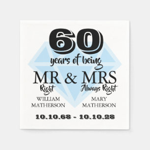 Serviette En Papier M. Mme Right Fun Diamond 60e anniversaire de Maria
