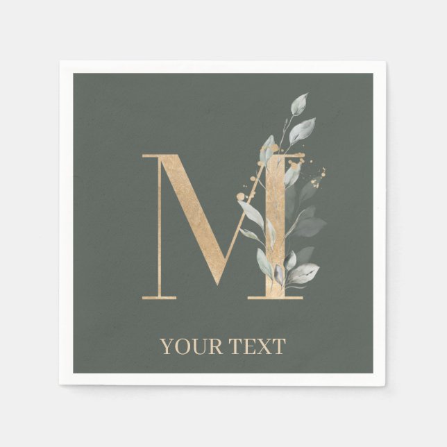 Serviette En Papier M Monogram Floral Napkins personnalisé (Devant)