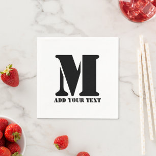 Serviette En Papier M Monogramme Simple Moderne Minimaliste Personnali