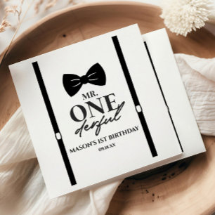 Serviette En Papier M. ONEderful Bowtie Première fête d'anniversaire