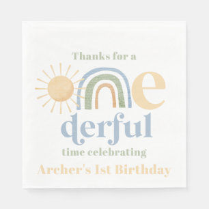 Serviette En Papier M. Onederful Boys 1er Anniversaire Party Napkins