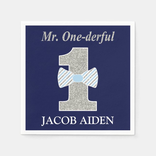 Serviette En Papier M. ONEderful White Standard Cocktail Napkin (Devant)