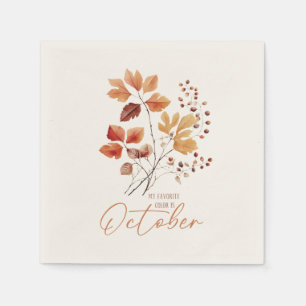 Serviette En Papier Ma Couleur Préférée Est Octobre - Feuilles D'Autom
