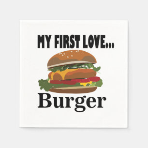 Serviette En Papier Ma première fête de burger d'amour