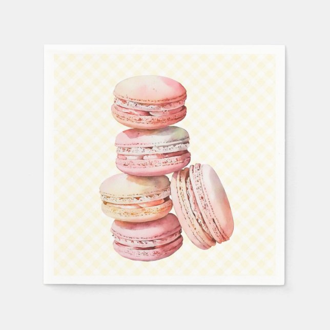 Serviette En Papier Macaron Aquarelle rose (Devant)