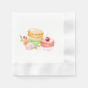 Serviette En Papier Macarons D'Aquarelle Avec Serviettes De Cerise