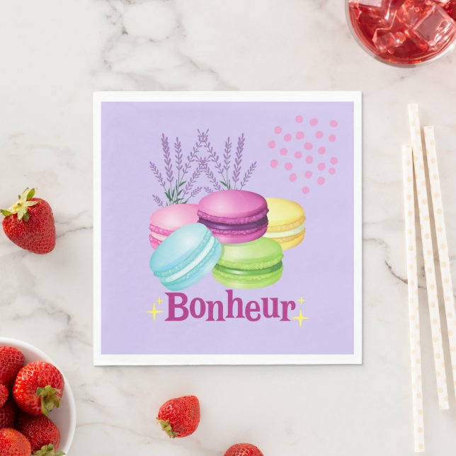 Serviette En Papier Macarons français (En situation)