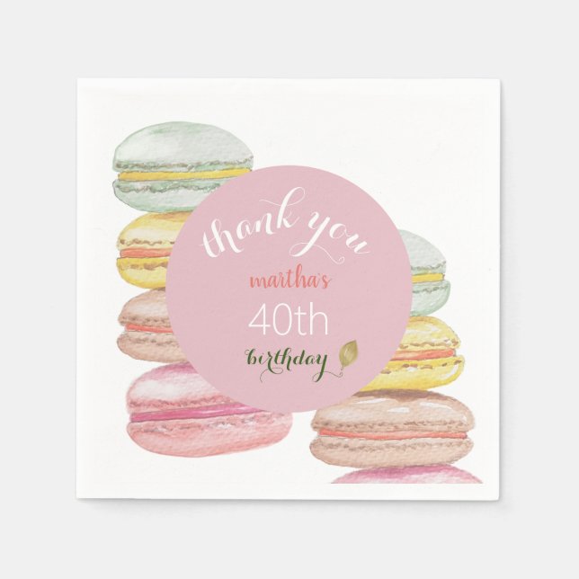Serviette En Papier Macarons Français Aquarelle Peints à la main (Devant)