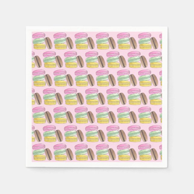 Serviette En Papier Macarons Pâtisserie Française Cookies Macarons Pât (Devant)
