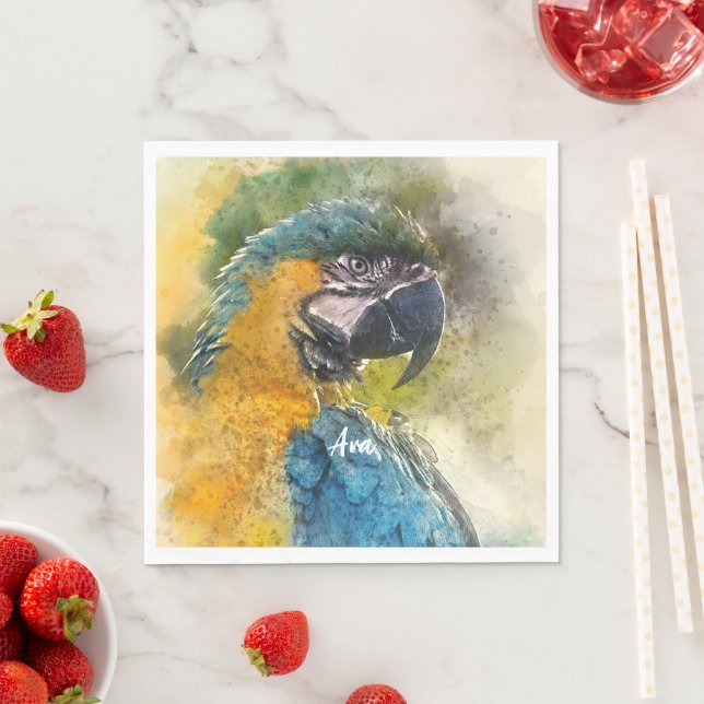 Serviette En Papier Macaw bleu et jaune (Ara ararauna) (En situation)