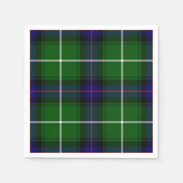 Serviette En Papier MacDonald tartan bleu vert plaid (Devant)