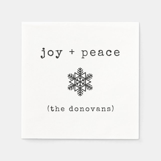 Serviette En Papier Machine à écrire moderne | Noël noir et blanc (Devant)