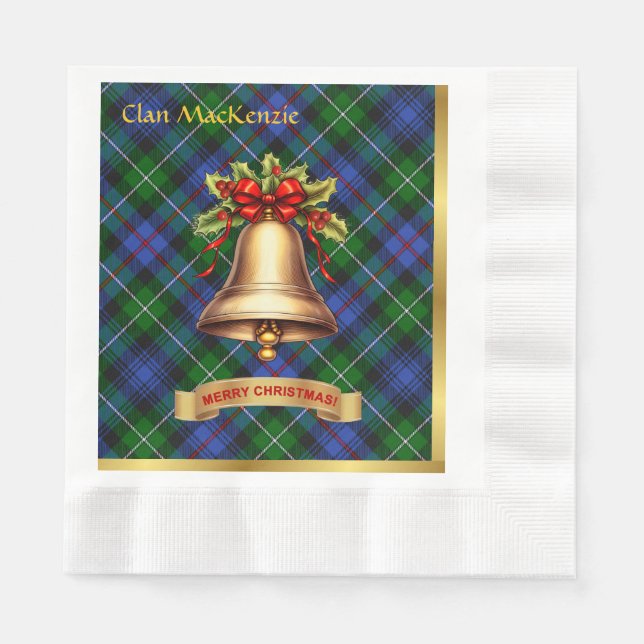 Serviette En Papier MacKenzie Noël Tartan personnalisé (Devant)