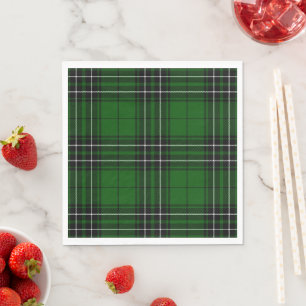 Serviette En Papier MacLean Tartan vert et noir plaid