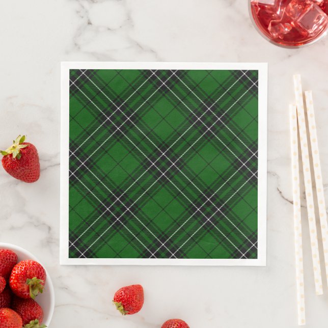 Serviette En Papier MacLean Tartan vert et noir plaid (En situation)