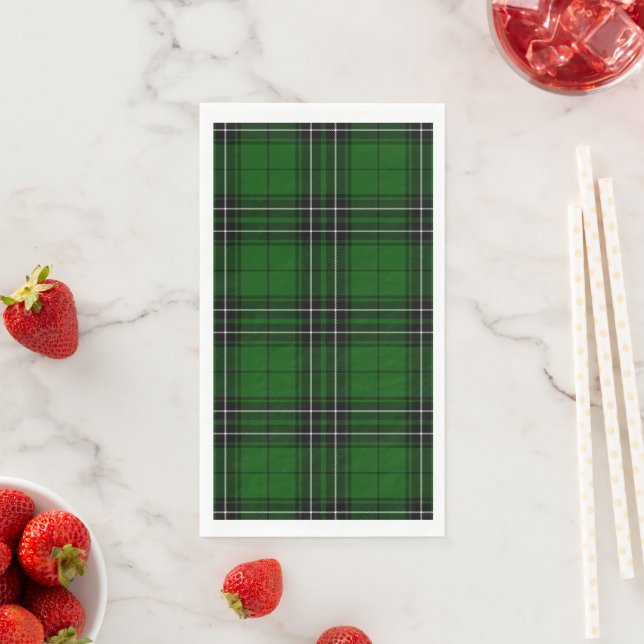 Serviette En Papier MacLean Tartan vert et noir plaid (En situation)