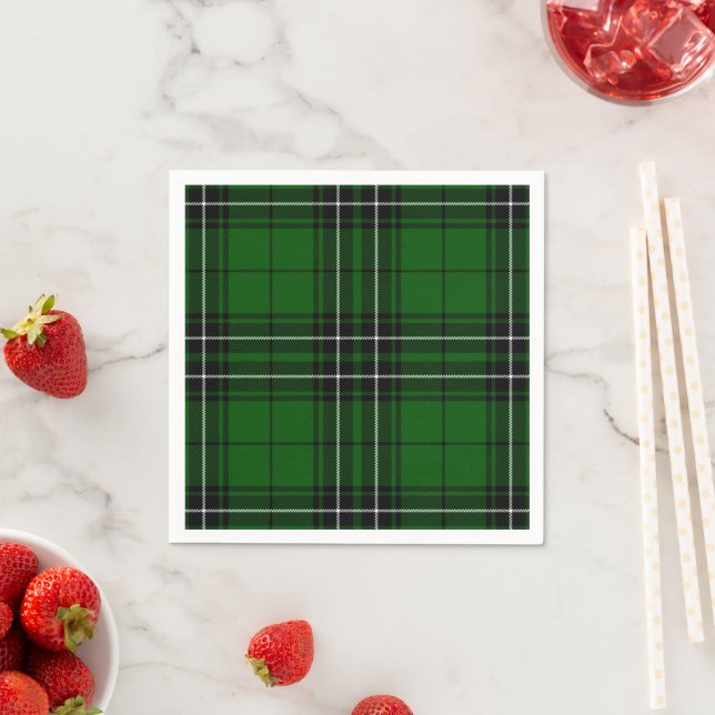 Serviette En Papier MacLean Tartan vert et noir plaid (En situation)