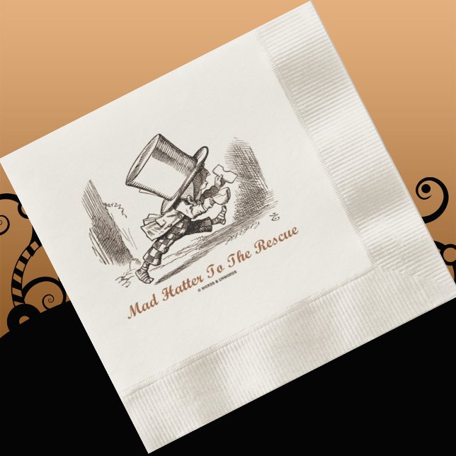 Serviette En Papier Mad Hatter To The Rescue Wondersensibilité (Let your wry Wonderland side shine at your next event with this "Mad Hatter To The Rescue" napkin)