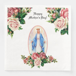 Serviette En Papier Madame de la Reine des fleurs de mère de Vierge