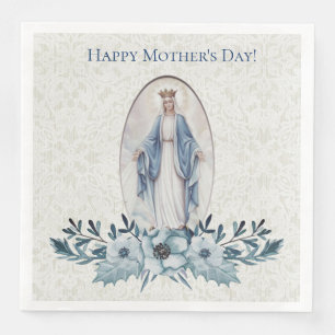 Serviette En Papier Madame florale bleue de   de dentelle de Vierge