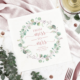 Serviette En Papier Mademoiselle à Mme Greenery Eucalyptus Baby Shower