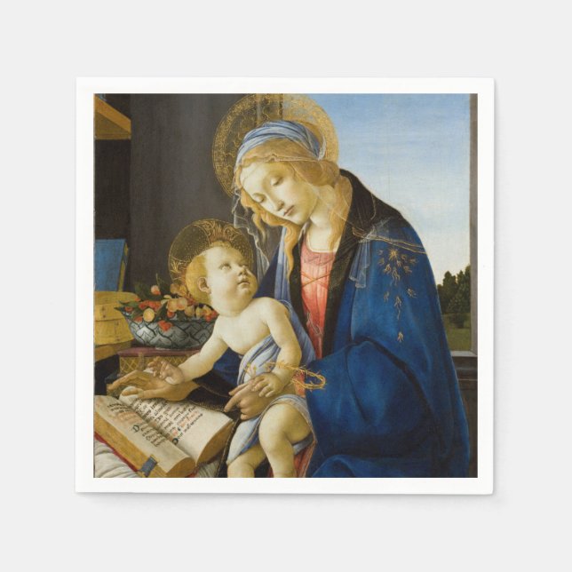 Serviette En Papier Madonna du livre de Botticelli (Devant)