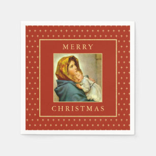 Serviette En Papier Madonna & Enfant traditionnel Noël religieux
