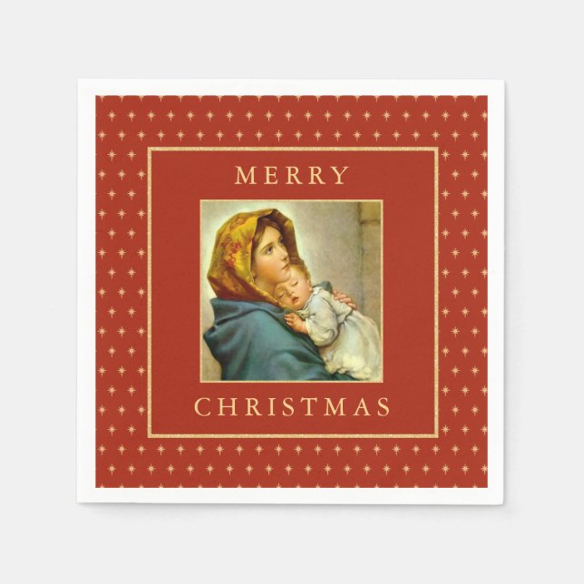 Serviette En Papier Madonna & Enfant traditionnel Noël religieux (Devant)