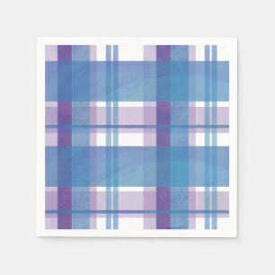 Serviette En Papier Madras Plaid Blue et Purple