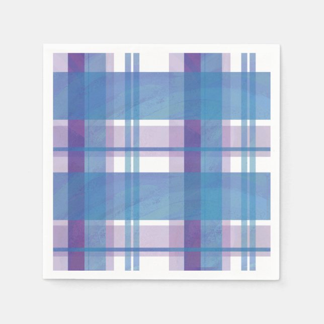 Serviette En Papier Madras Plaid Blue et Purple (Devant)