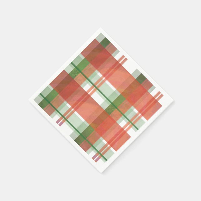 Serviette En Papier Madras Plaid Noël (Coin)
