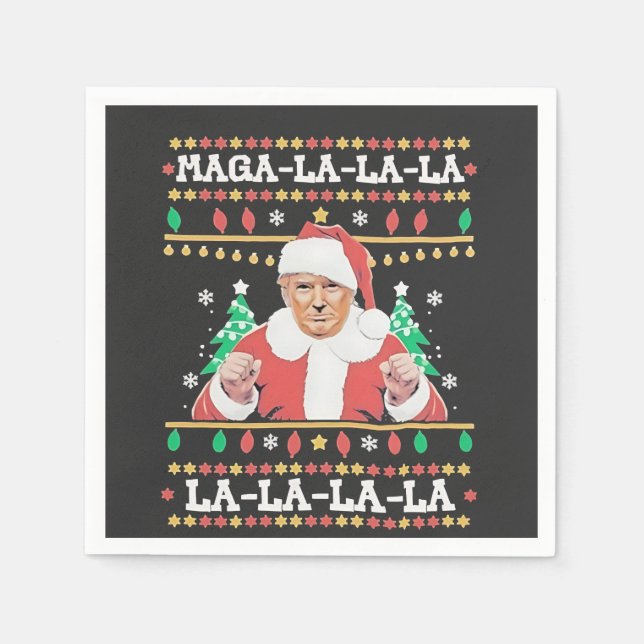 Serviette En Papier Maga La La La Trump Noël Inauguration 47e (Devant)