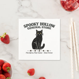 Serviette En Papier Magasin Général Creux Effrayant Chat Noir Vintage