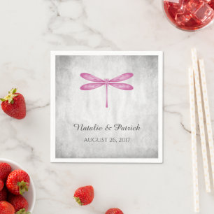 Serviette En Papier Magenta Dragonfly Mariage Papier