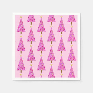 Serviette En Papier Magenta floral moderne sapin de Noël Naples